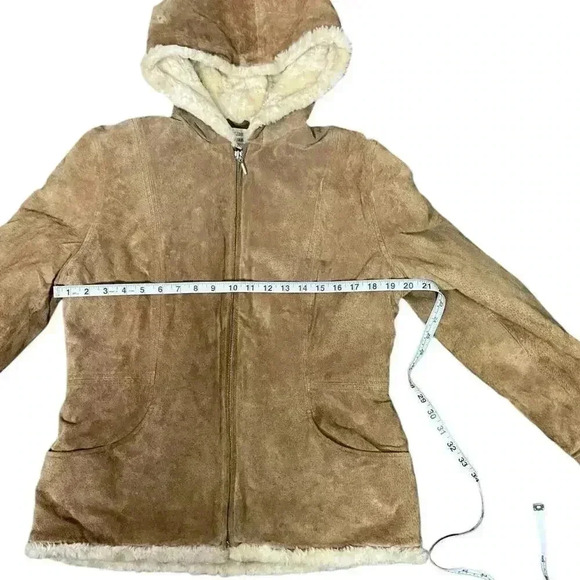 MULBERRY STREET Vintage 90s Leather Jacket with Teddy Lining SZ Small Tan - Picture 13 of 16